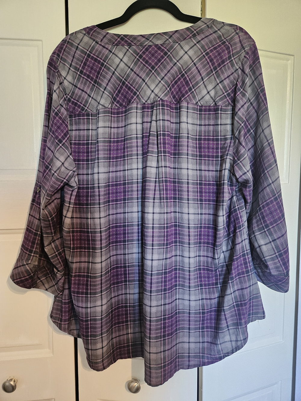 torrid Purple & Gray Plaid Button-Front Tunic - Picture 5 of 5